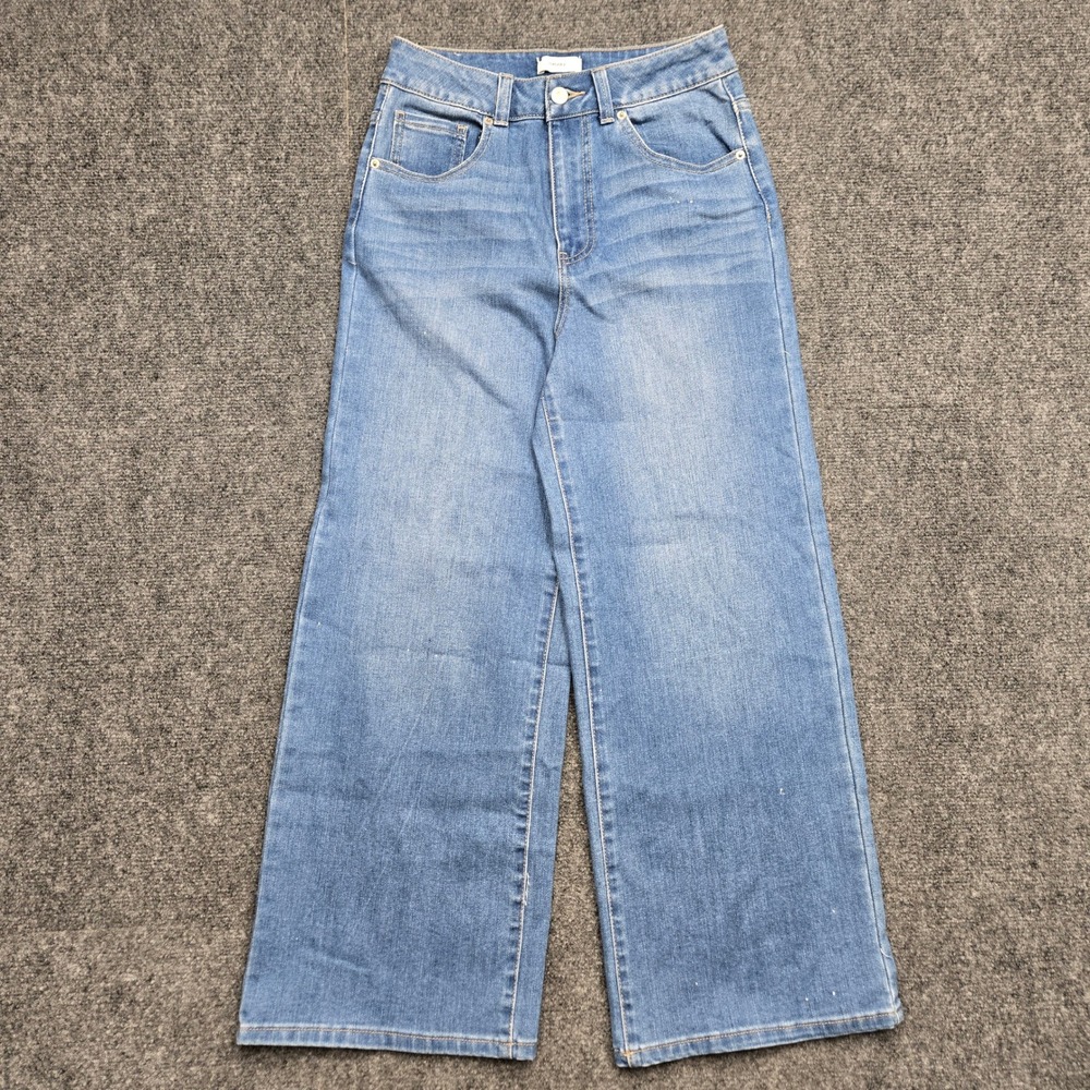 Forever 21 Womens Size 27 27x25 High Waisted Wide Leg Jeans Medium Wash